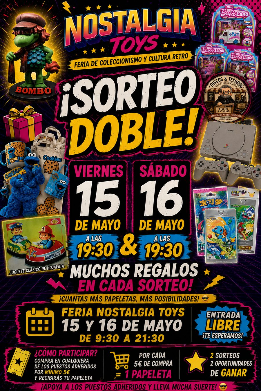 Cartel del sorteo doble de la feria, 15 y 16 de mayo