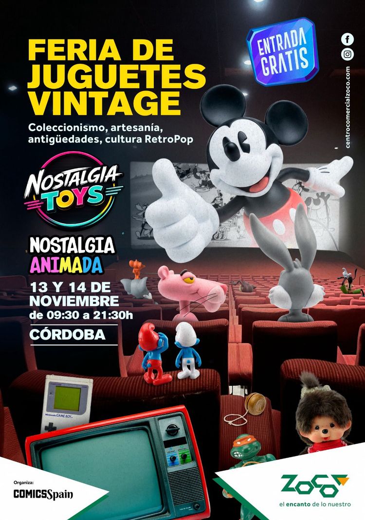 Cartel Feria Nostalgia Toys, Nostalgia Animada, 13 y 14 de noviembre en Córdoba