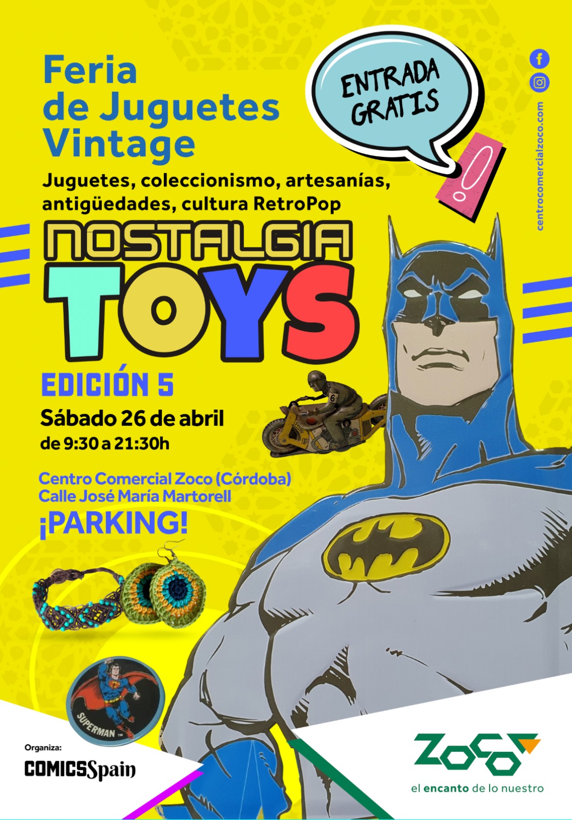 Cartel Nostalgia Toys, Edición 5, 26 de abril, Centro Comercial Zoco
