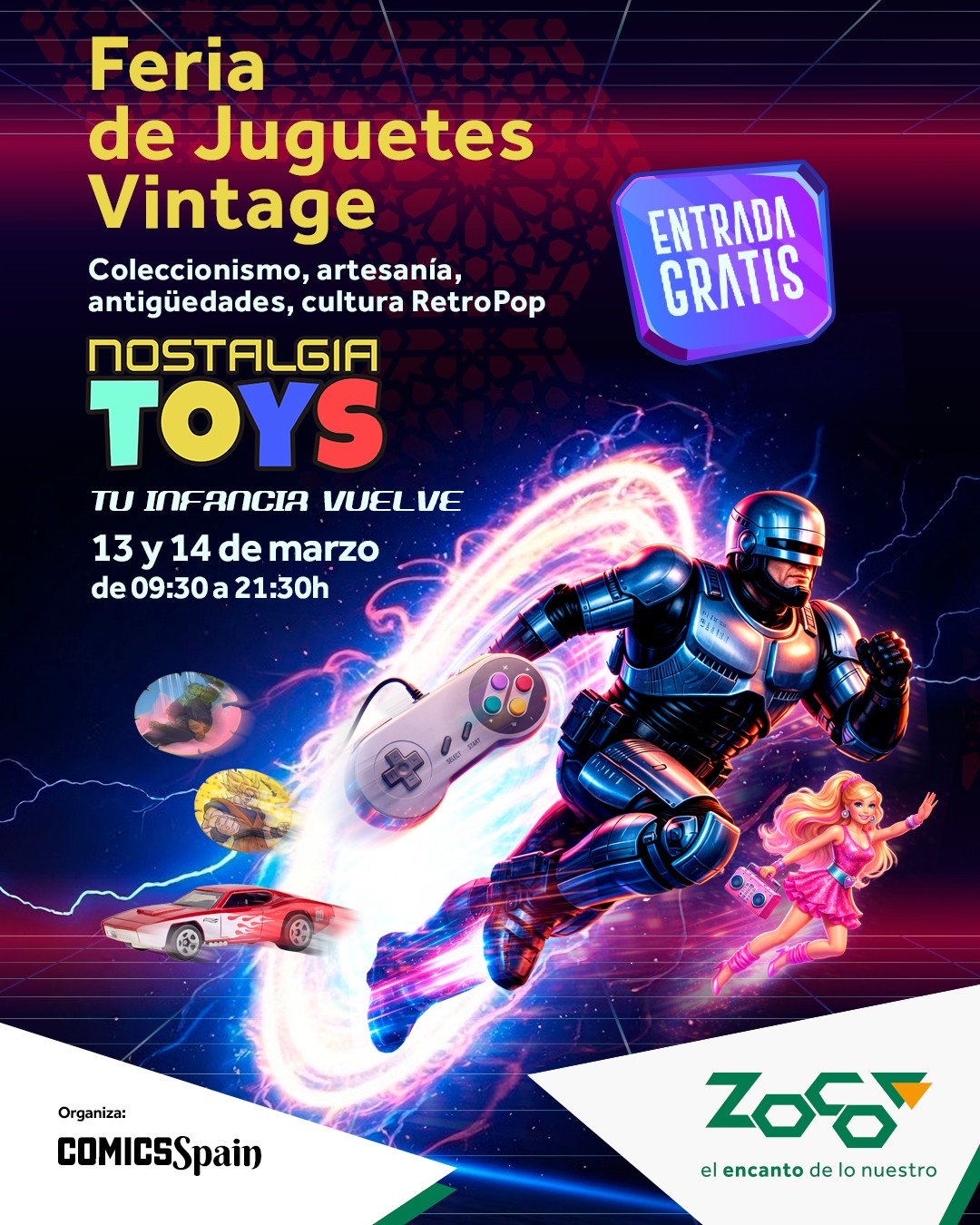 Cartel Nostalgia Toys, 13 y 14 de marzo