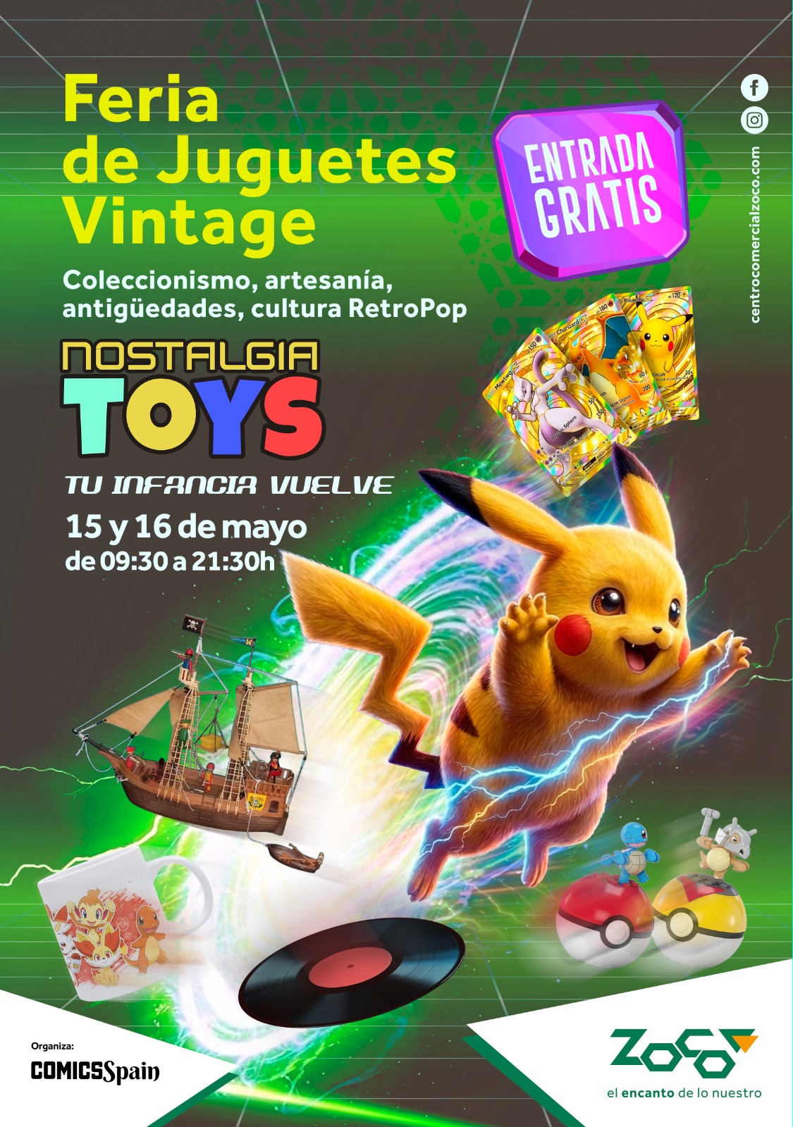 Cartel Nostalgia Toys, especial Pokémon, 15 y 16 de mayo